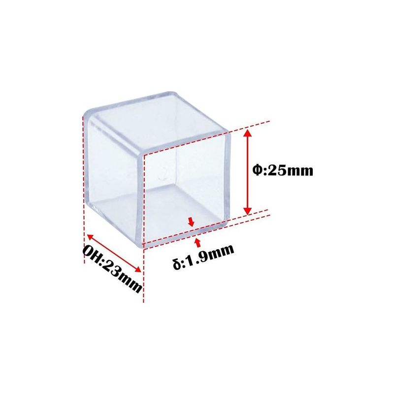 Taishengda – Set Mit 16 Bodenschonern Für Möbelbeine, 25 X 25 Mm, 2,5 X 2,5 Cm, Kratzfest, Pvc, Quadratisch, Transparent