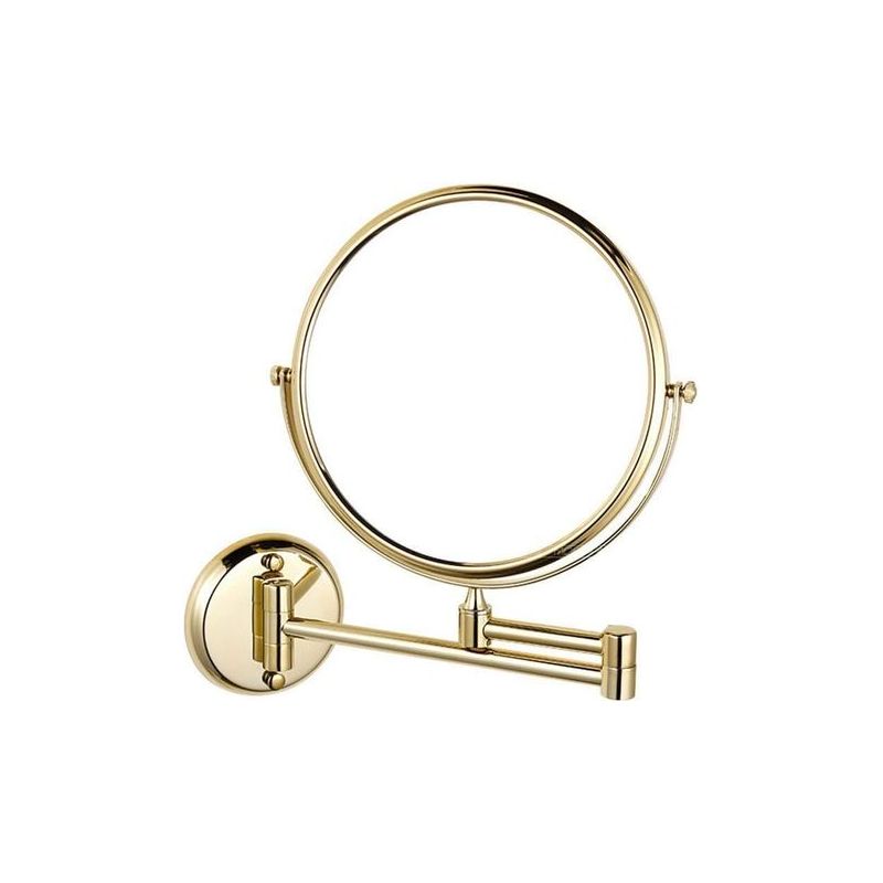 Taishengda – 20 Cm (8 Zoll) Wand-schminkspiegel, Schwenkbar, Doppelseitig, Ausziehbar, Klappbar, Für Badezimmer Und Rasur, 5-fache Vergrößerung, Gold