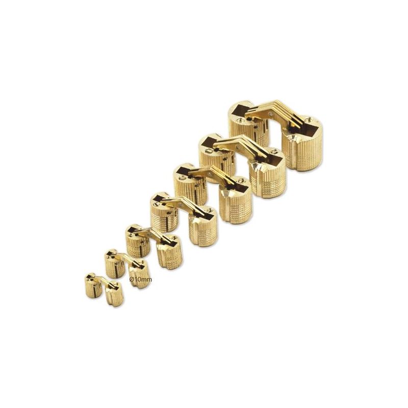 Taishengda - Mini-zylinderscharniere 10 Mm Für Schranktürpaneelverbindungen, Kleine Diy-boxen, Handgefertigte Verdeckte Scharniere Aus Mattem Messing, 180 Grad Öffnungswinkel, 8 Stück