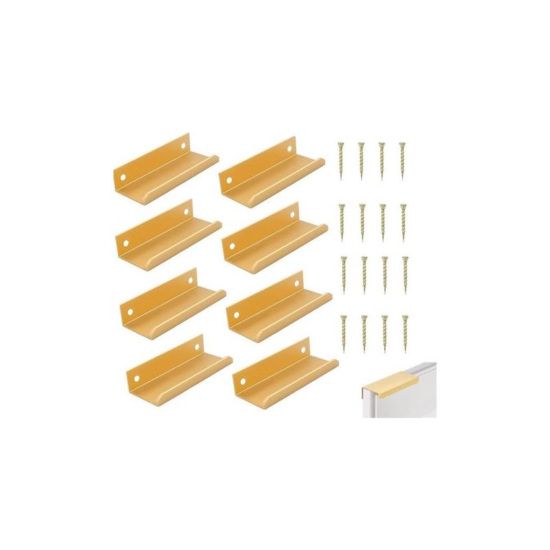 Taishengda - Set Mit 8 Unsichtbaren Möbelgriffen In Gold - Aluminiumlegierung - 150 Mm Lochabstand - Einfache Montage - Für Schränke Und Schubladen