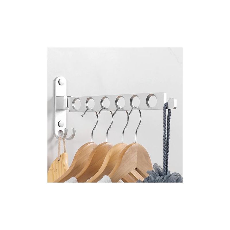 Taishengda Wand-wäscheständer, Wandkleiderbügel, 90° Drehbarer, Klappbarer Wand-wäscheständer, Für Balkon, Badezimmer, Hotel - Silber