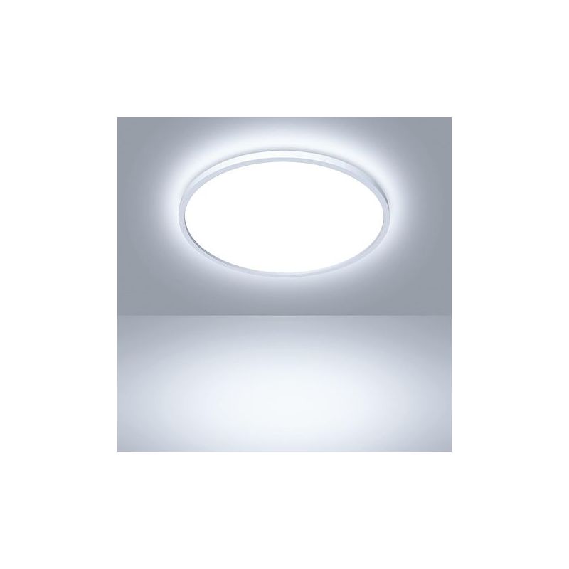 Taishengda - Runde Led-deckenleuchte, 18 W, 2400 Lm, 6500 K, Moderne Innenbeleuchtung, Geeignet Für Badezimmer, Wohnzimmer, Küche, Schlafzimmer, Flur, Garage, Ø 24 Cm (silber)