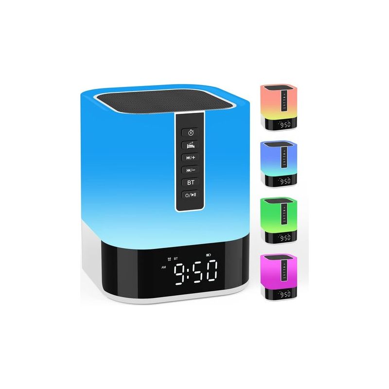 Taishengda Tragbarer Bluetooth-lautsprecher Mit Beleuchtetem Wecker, Touch-nachttischlampe Mit Mp3-musikplayer, Weißrauschgenerator Und Timer, Bluetooth-lautsprecher-nachtlicht Für Kinder, Geschenk Fü