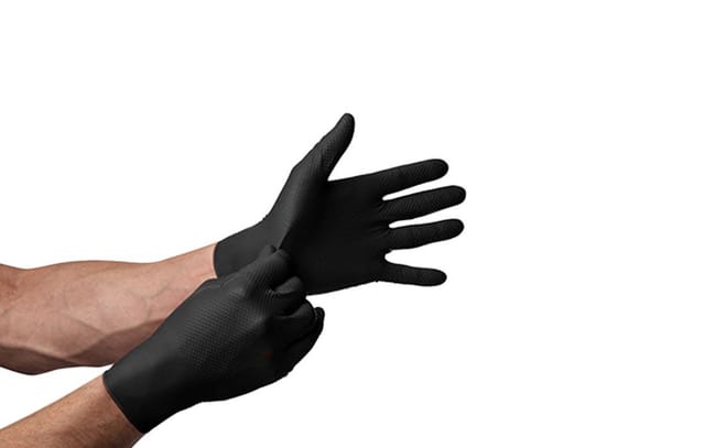 Nitrilhandschuhe, Größe M, schwarz, Mercator Gogrip, 50 Stück