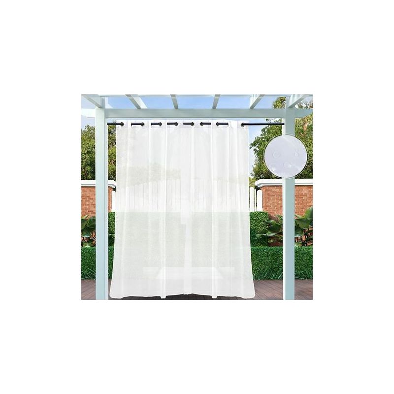 Taishengda Extra Breite Outdoor-vorhänge Mit Ösen - [b54xl84in] 137cmx213cm - Weiß - Zuschnitt - Schimmelresistent - Für Pergola, Balkon, Strandhütte, Blockhütte (1 Stück)