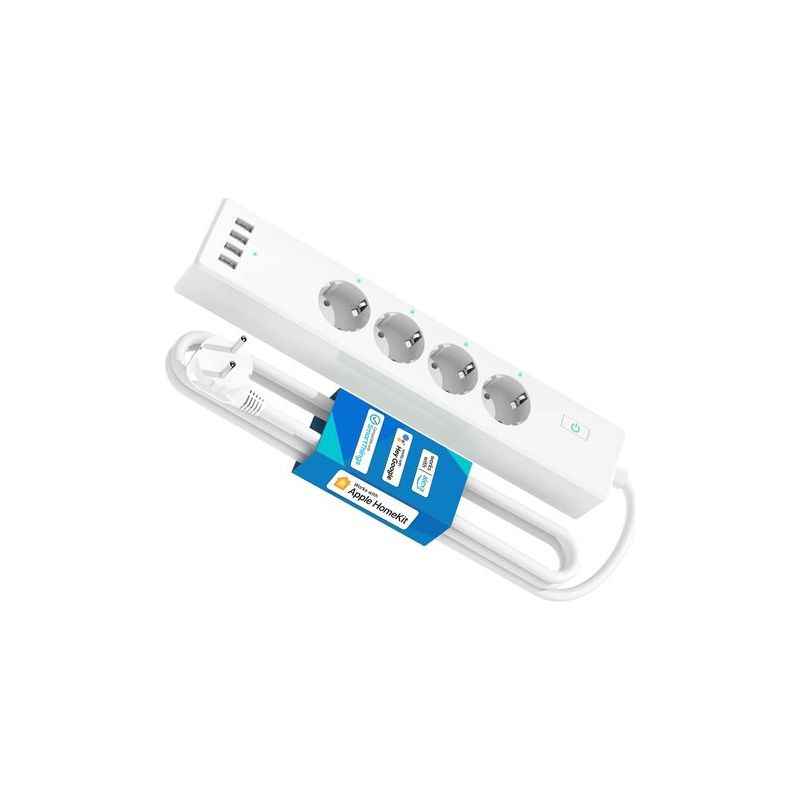 Taishengda Smart Power Strip (typ F), 16a Wlan-steckdosenleiste, Kompatibel Mit Apple Homekit, Alexa Und Google Home (4 Ac-steckdosen Und 4 Usb-anschlüsse), Intelligenter Stecker Mit Sprachsteuerung U