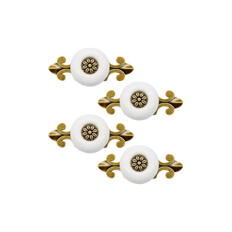 Taishengda – 4-teiliges Set Keramikgriffe Im Vintage-stil, Klassische Türgriffe, Schrankgriffe, Schubladengriffe Für Küche, Wohnzimmer, Schlafzimmer, Inklusive 2,5 Cm Schrauben, Weiß