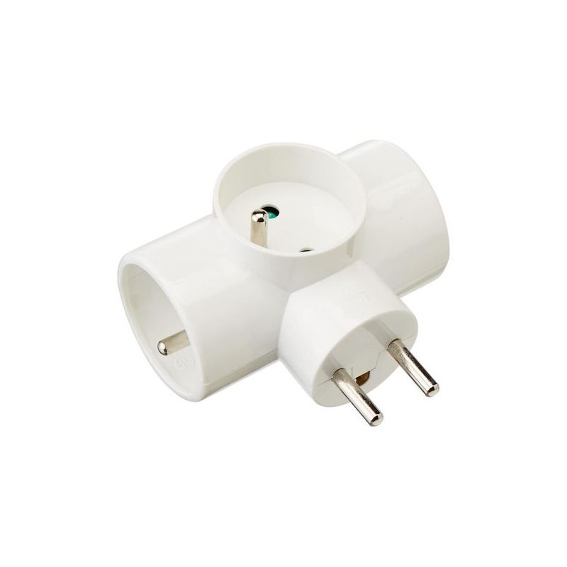 Taishengda Mehrfachsteckdosen-verlängerungskabel – Mehrfachsteckdose – Mehrfachsteckdosen-adapter – Dreifachsteckdosenleiste – Seitliche Dreifachsteckdose Mit 3 Ausgängen, 2p+e, 16 A, D4,8 Mm + Beleuc