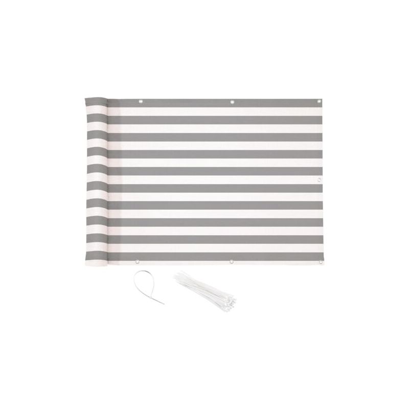 Taishengda-schutz Für Balkon, 100 % Hdpe, 200 G/m², Uv-schutz, Reißfest Und Winddicht, Sichtschutz Mit Kabelbindern Und Kordeln, 500 X 90 Cm, Grau, Weiß