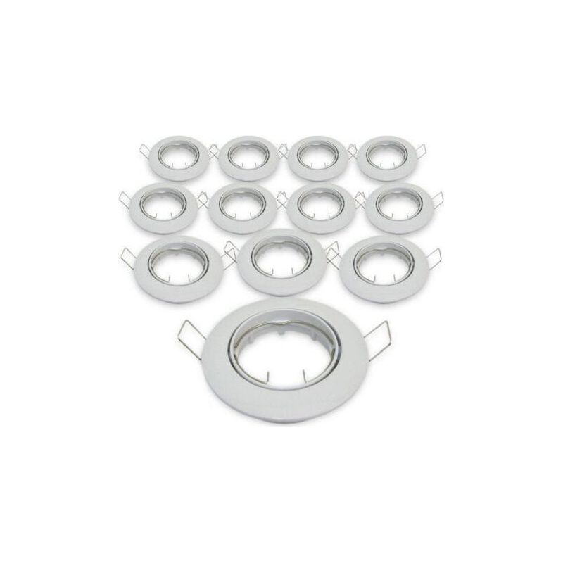 Taishengda – 12er-pack Led-einbaustrahler Inklusive Gu10-fassungen, Für Led- Oder Halogenlampen, Rund, Weiß, Schwenkbar, Schutzart Ip23, Ø 85 Mm