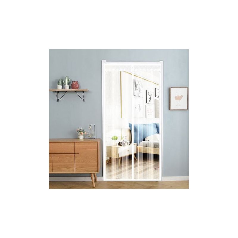 Taishengda - Magnetischer Türvorhang Moskitonetz, Anti-moskitonetz Mit Magneten, Fenster-moskitonetze Für Balkontüren, Automatisch Magnetisch (90 X 230 Cm, Weiß)
