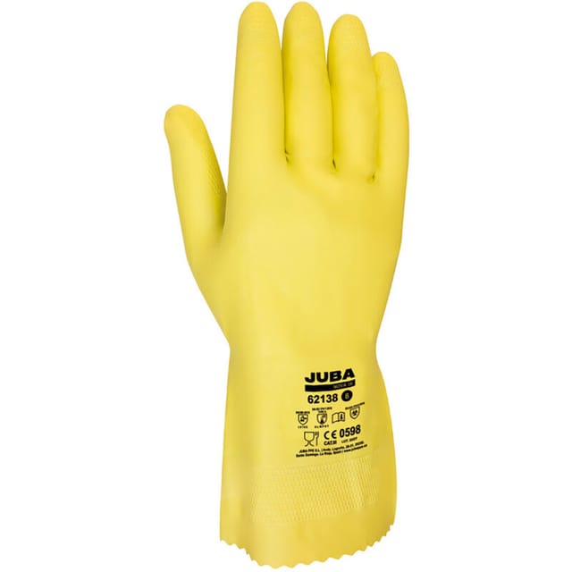 Juba - Handschuh für die Arbeit mit Öko-Chemikalien. Latex/Baumwolle Größe 9