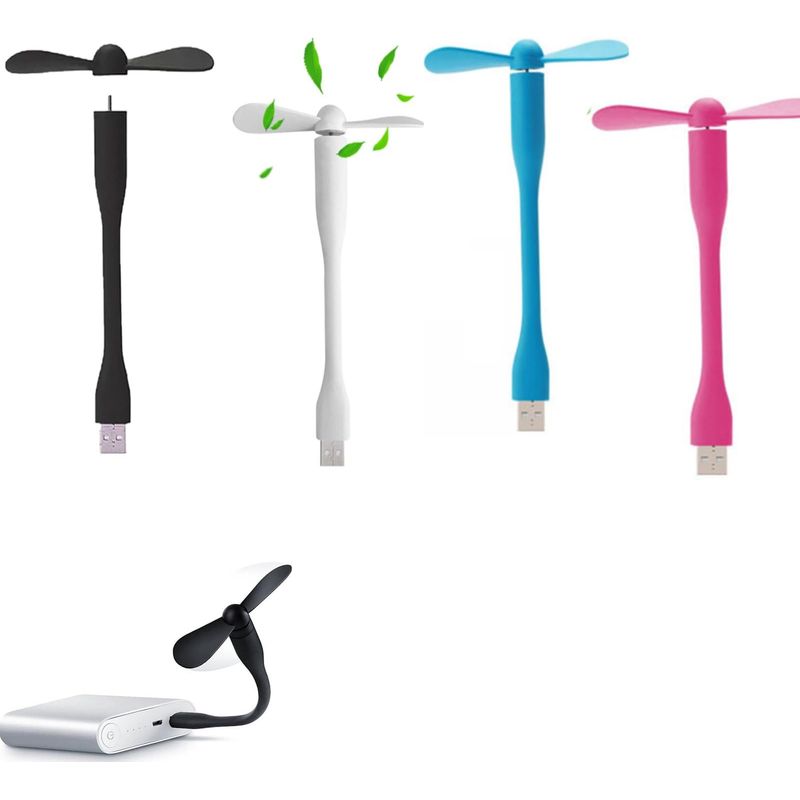 Stück Mini-usb-lüfter, Flexibler Powerbank-lüfter, Für Pc-powerbanks Und Usb-geräte (schwarz, Weiß, Rosa, Blau)