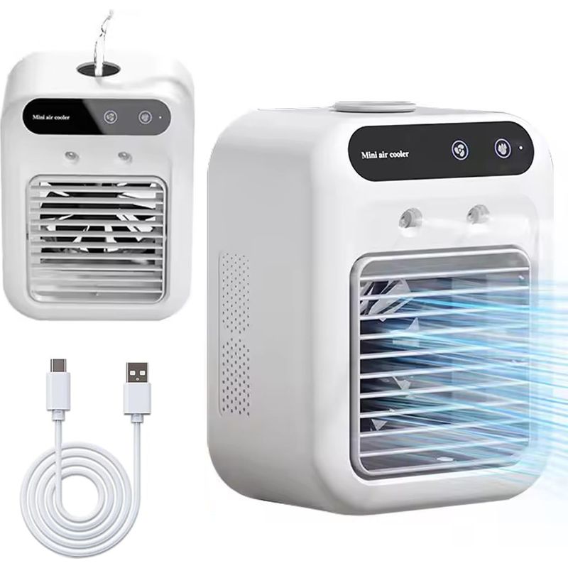 Glacier Breeze Ac, Mini-klimaanlage Mit Kühl- Und Luftbefeuchtungsfunktion, 2-in-1-gerät Für Unterwegs, 500-ml-luftkühler Mit 2 Geschwindigkeitsstufen, Mini-ventilator Für Zuhause Und Büro