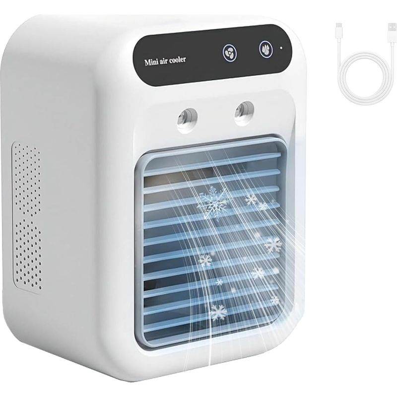 Mini-klimaanlage, Tragbares 3-in-1-gerät: Verdunstungskühler Und Wiederaufladbarer Nebelventilator Mit Wassertank Für Zuhause, Büro Und Camping.