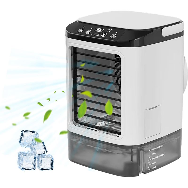Tragbare Klimaanlage, 4-in-1-verdunstungsluftkühler, 3 Geschwindigkeitsstufen, 2 Nebelmodi, 7 Led-leuchten, Für Schlafzimmer, Büro