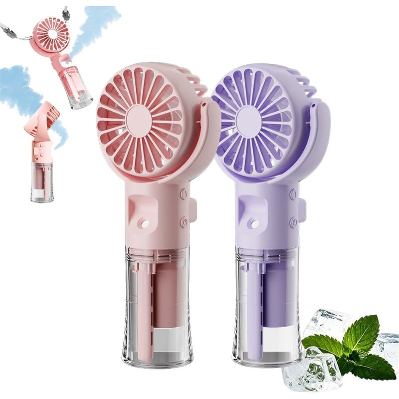 Mini-ventilator Mit Sprühnebel, 4 Geschwindigkeitsstufen, Usb-aufladbar, Leiser Wassernebelventilator, Kühlgerät Für Zuhause, Büro, Spaziergänge, Reisen Und Strand