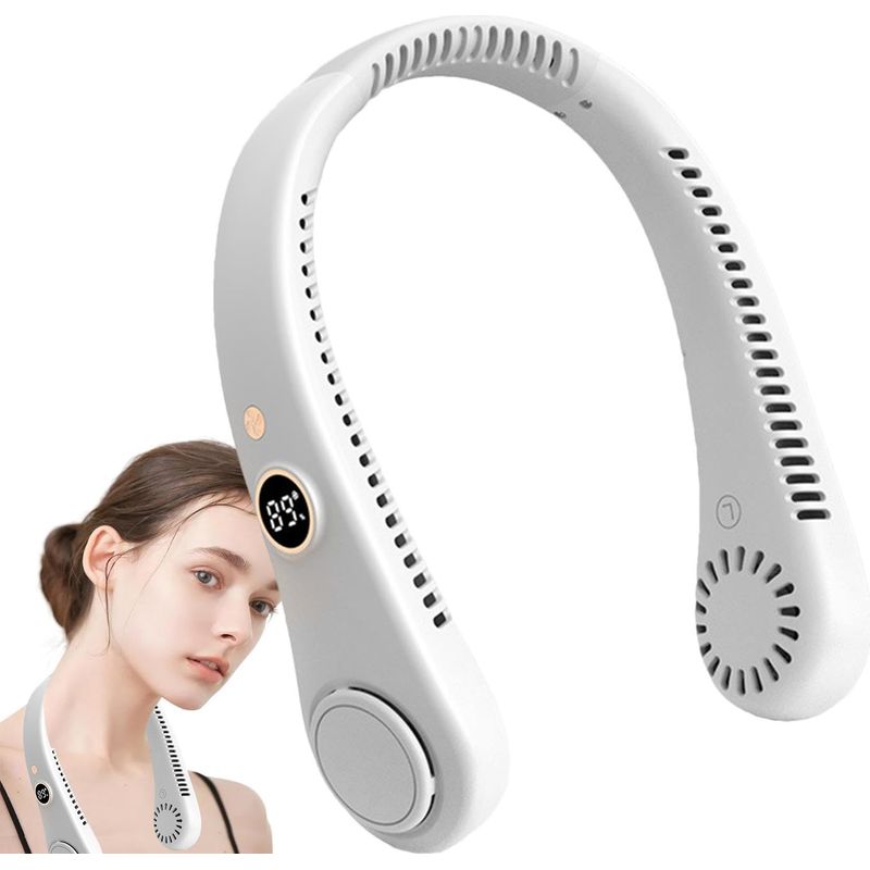 Geräuschloser, Klingenloser, Wiederaufladbarer Nackenventilator Im Helmdesign, Usb-betrieben, Für Damen Und Herren, 5 Geschwindigkeitsstufen