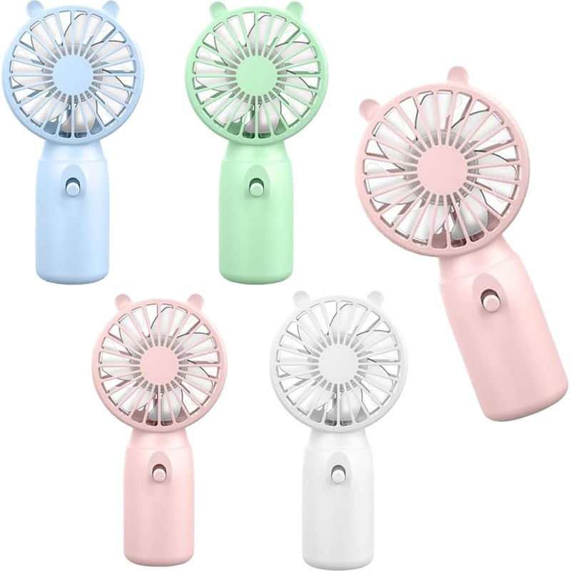 Set Mit 4 Mini-ventilatoren Mit Niedlichen Bärenohren, Leicht Und Ideal Für Unterwegs, Im Büro, Im Freien, Beim Pendeln Oder Zum Schminken. Erhältlich In 4 Farben.