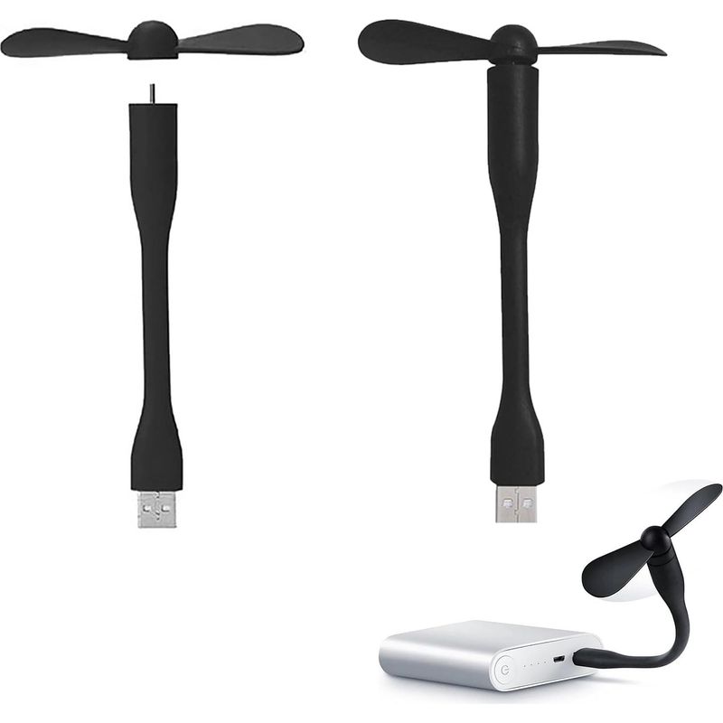 Mini-usb-lüfter, 2er-pack Flexibler Powerbank-lüfter, Tragbarer Usb-lüfter, Flexible Kühlung, Leiser Desktop-laptop-lüfter