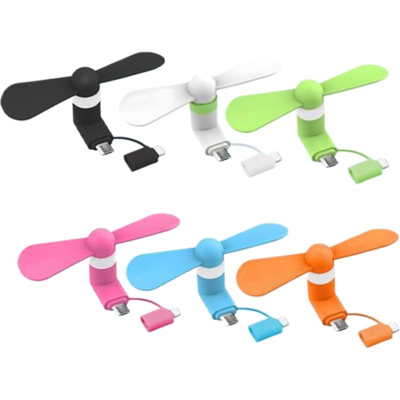 2-in-1 Handy-ventilator, Micro-usb Und Typ-c, Tpe, Leise, Mini Mit Abnehmbarem, Leistungsstarkem Motor, 5v-1a, 6 Farben, 6 Stück