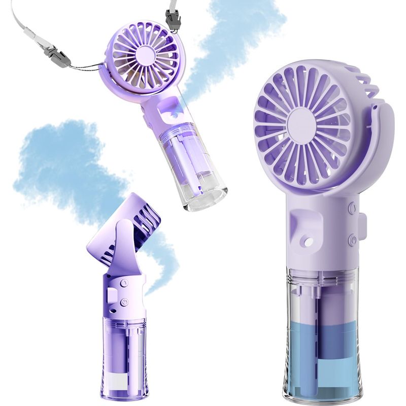 Tragbarer, Wiederaufladbarer, Batteriebetriebener Ventilator Mit Handverdampfer, Persönlicher Usb-wasserventilator Mit 4 Geschwindigkeitsstufen Und 55-ml-verdampfer, Der Sich Um 361° Zusammenklappen L