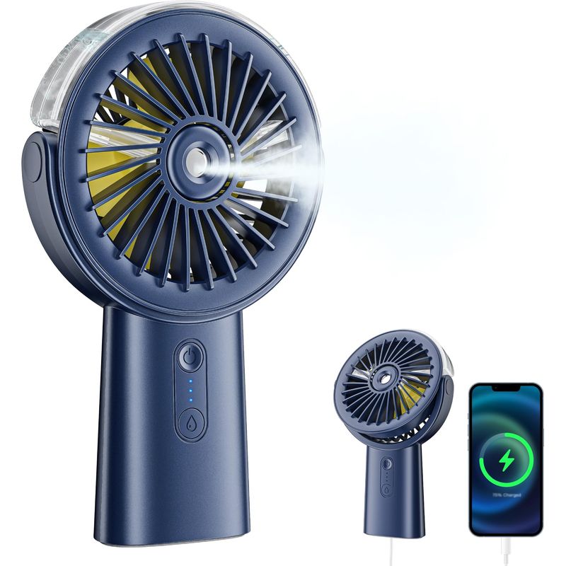 Tragbarer Sprühventilator, Mini-ventilator Mit Wiederaufladbarem 6000-mah-usb-akku, Kleiner, Leiser Ventilator Mit 4 Geschwindigkeitsstufen, Handventilator Für Reisen, Outdoor-aktivitäten, Büro Und Ti