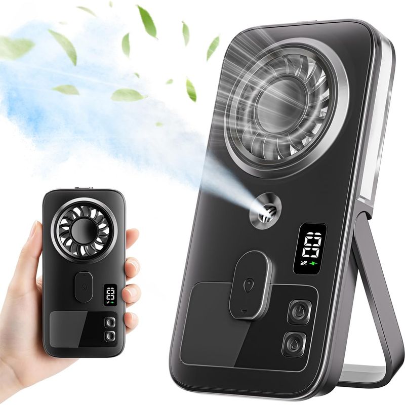 Mini-handventilator Mit Sprühnebelfunktion, Wiederaufladbar, Tragbar, Mit 4 Geschwindigkeitsstufen Und Wassersprühfunktion, Leise Und Leicht – Ideal Für Reisen, Zuhause, Büro, Outdoor-aktivitäten Und