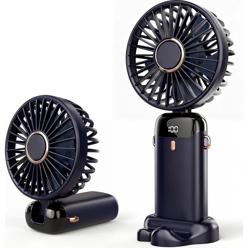 Mini-tragbarer Ventilator – Kleiner, Wiederaufladbarer Ventilator Mit 2400 Mah, 5 Geschwindigkeitsstufen, Leisem, Bürstenlosem Motor, Um 90° Faltbar Für Büro, Reisen Und Outdoor-aktivitäten