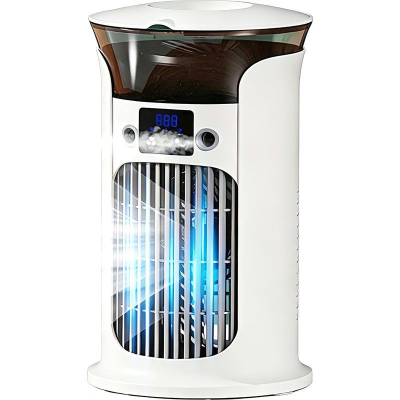 Leiser, Blattloser Tragbarer Ventilator Mit 3 Geschwindigkeitsstufen, 880-ml-wassertank, 180°-weitwinkel, 7 Led-leuchten Für Zuhause, Büro Und Schlafzimmer, Geräuscharm (20 Db).