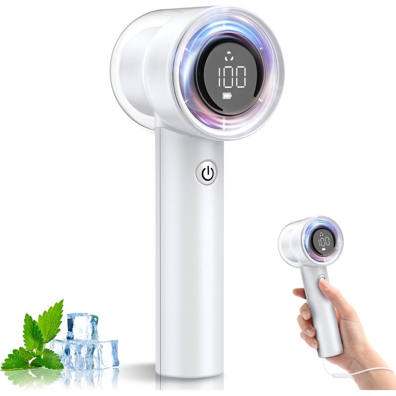 Tragbarer Ventilator, Wiederaufladbarer 5000-mah-hochgeschwindigkeitsventilator, 100 U/min, 3-in-1-hochgeschwindigkeits-taschenventilator Mit Air-turbo-technologie, Für Outdoor- Und Indoor-aktivitäten