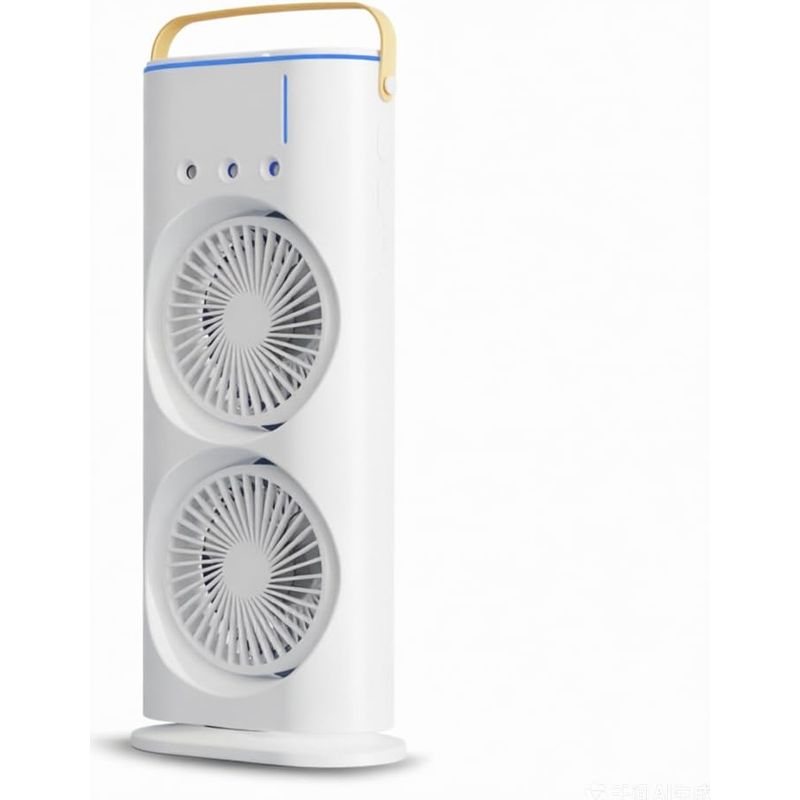 Doppelkopf-tischventilator Mit Drehbarer Düse, Sprühfunktion, 3 Geschwindigkeitsstufen, Luftbefeuchtung Und Rgb-umgebungslicht, 120°-drehung, Ideal Für Schlafzimmer, Büro, Studentenwohnheim Oder Zuhau