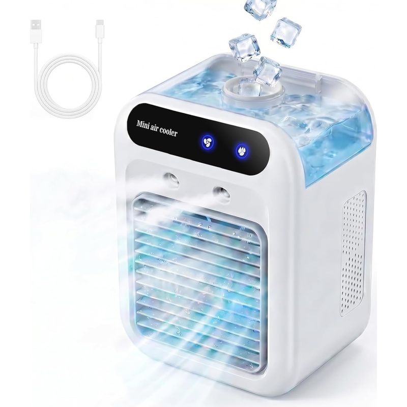 Mini-usb-klimaanlage, Tragbar, 4-in-1-nebelventilator, 500-ml-wassertank, 2 Geschwindigkeitsstufen, Leiser Tischventilator, Persönlicher Luftkühler Für Büro Und Schlafzimmer