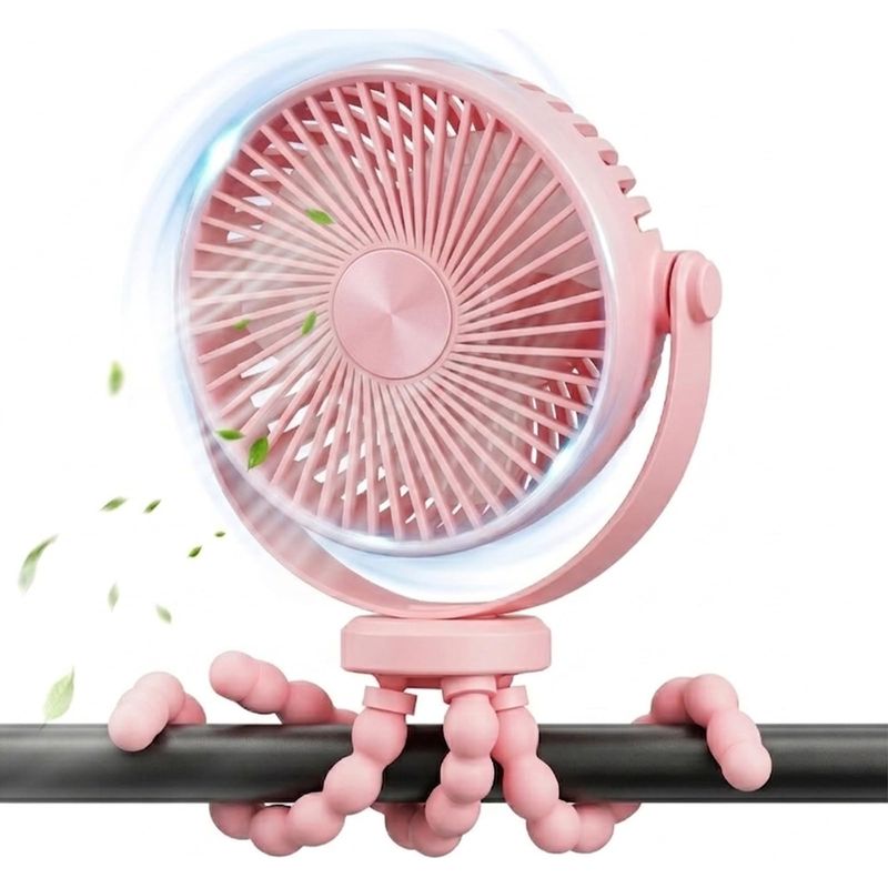 Mini-ventilator Für Kinderwagen, Leiser Usb-ventilator, 360°-drehung, 3 Geschwindigkeitsstufen, Herausnehmbarer 2000-mah-akku, Ideal Für Kinderwagen, Büro Oder Schlafzimmer, Pink
