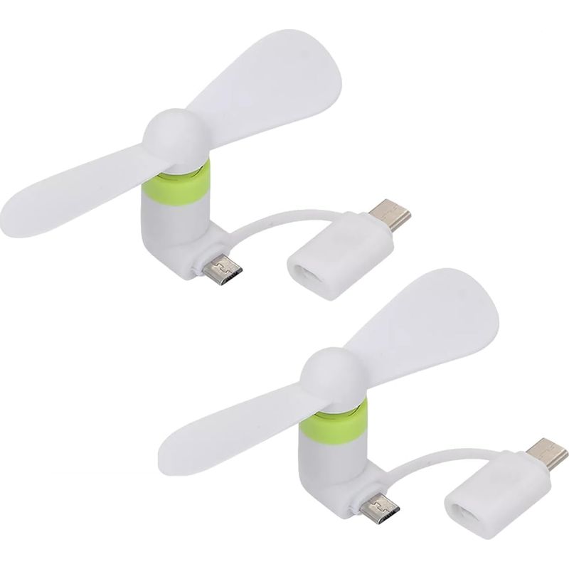 2026 2-in-1 Mini-usb-ventilatoren, Tragbarer Kleiner Ventilator, 2 Stück Mini-handyventilatoren, Leiser 2-in-1-ventilator, Usb-ventilator, Für Mobiltelefone, Weiß