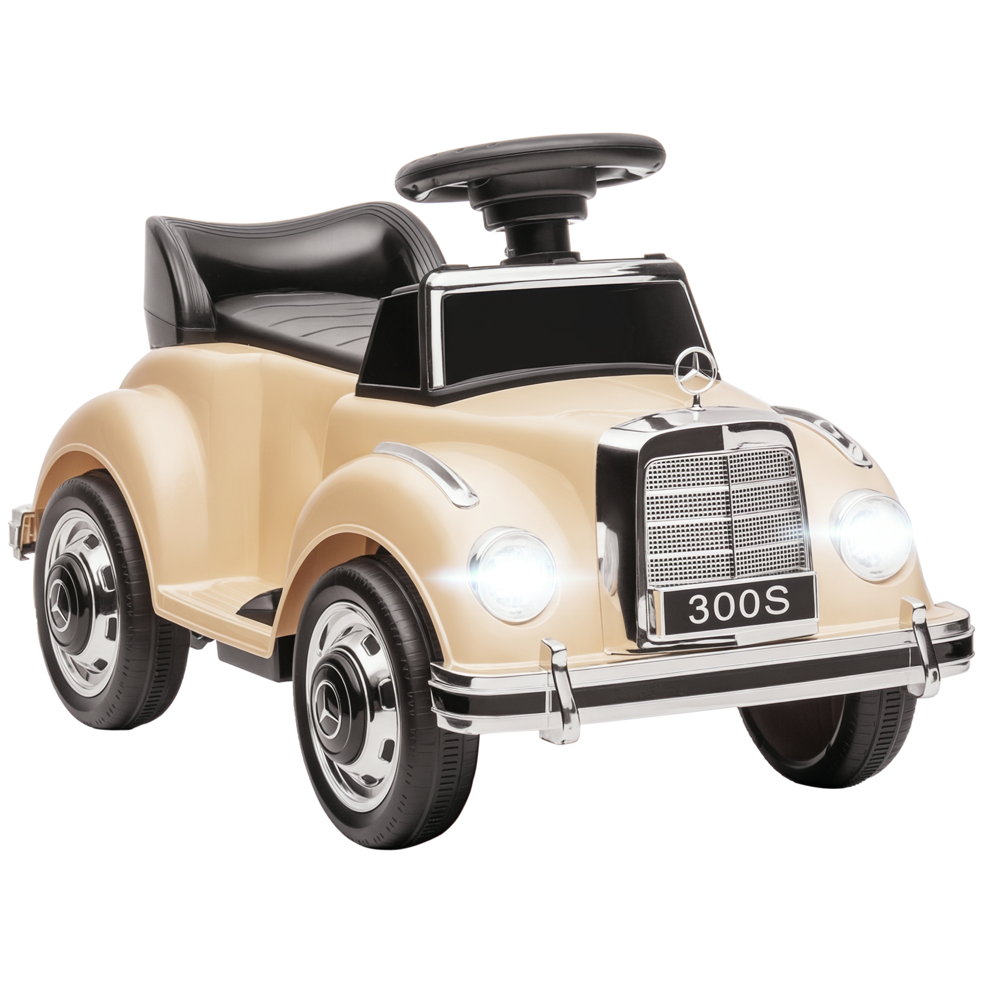 Elektrisches Kinderauto Für Kinder Von 18 Bis 48 Monaten, Offiziell Lizenziertes Mercedes-benz-modell, Mit Musik, Beige