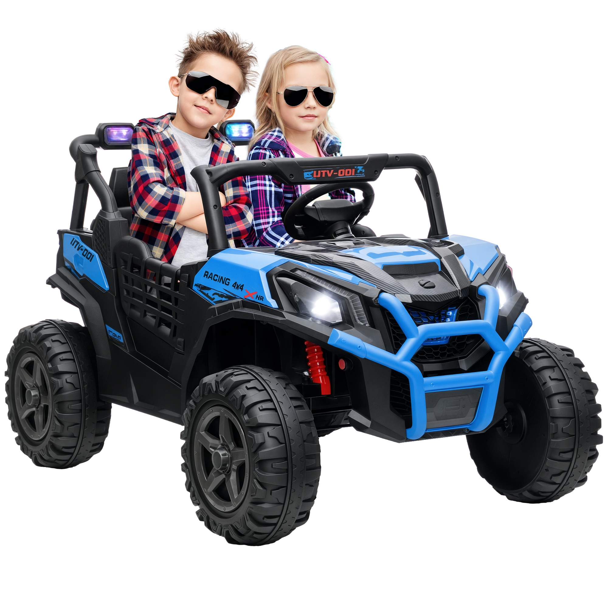 Zweisitziges 24-v-elektroauto Mit Fernbedienung Und 3 Geschwindigkeitsstufen, Für Kinder Von 3 Bis 8 Jahren, Blau