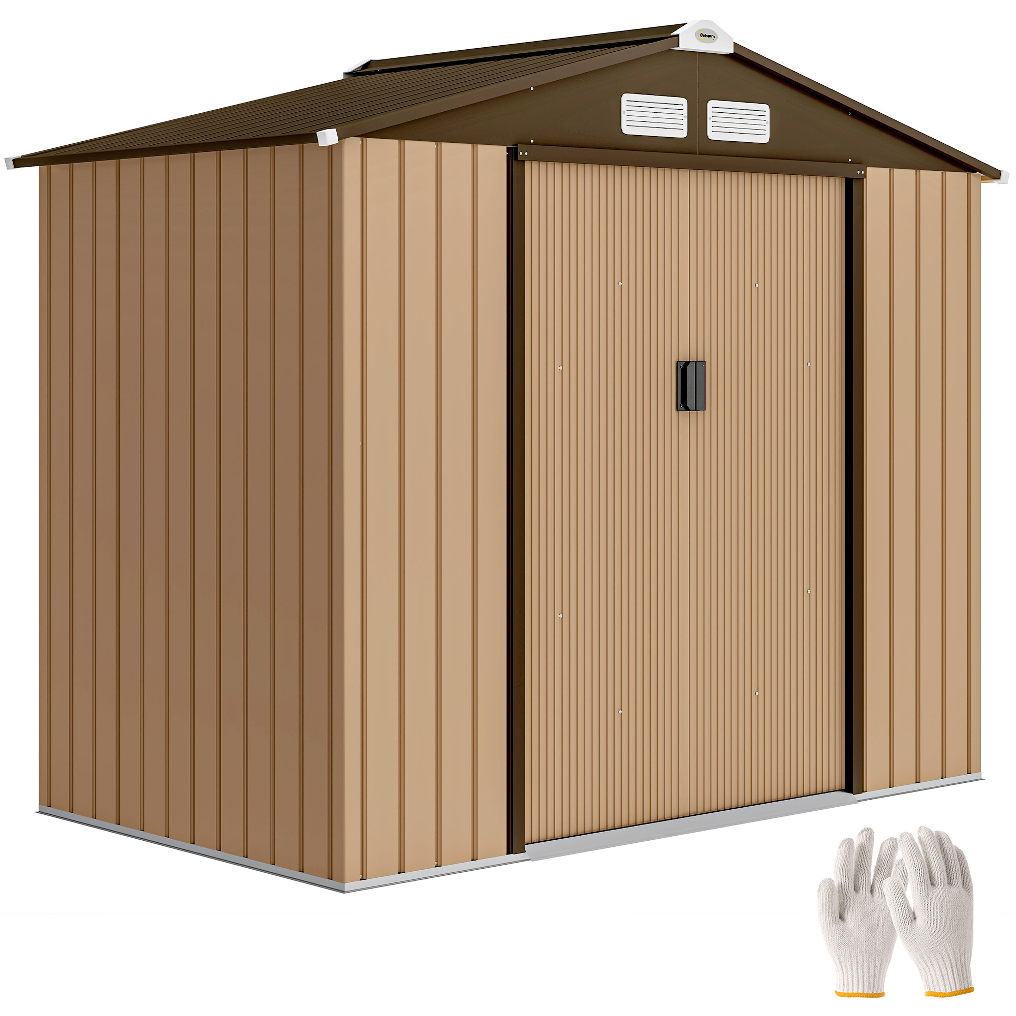Gartenhaus 2,42 M² (213 X 130 X 185 Cm) Mit Schiebetür, Belüftung, Handschuhen, Gelb
