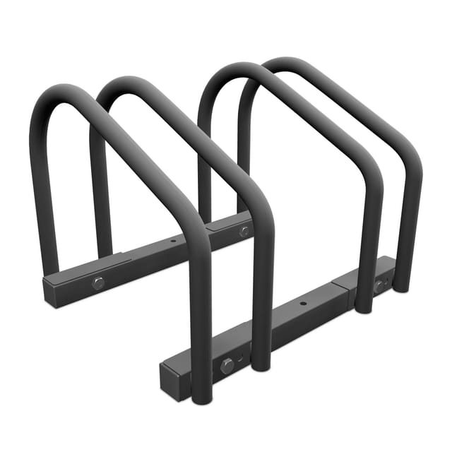 Relaxdays Fahrradständer, für 2 Fahrräder, Stahl Bodenparker, Reifenbreite 60mm, Abstellständer, Fahrradstand, anthrazit