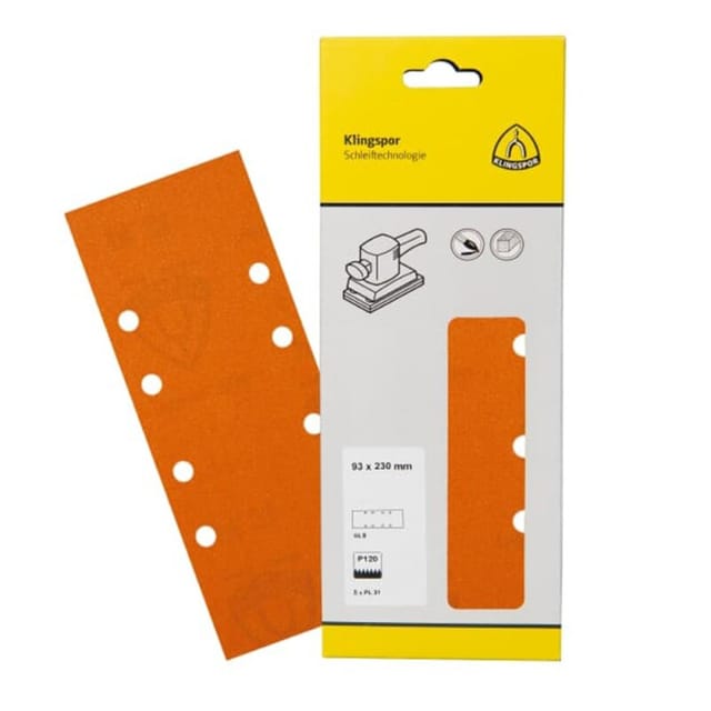 5 Stk. Schleifstreifen pl 31 b 93 x 230 mm Lochform GL9 Korn 180 Klingspor