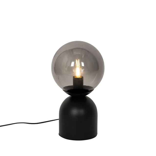 Hotel-Chic-Tischlampe schwarz mit Rauchglas - Pallon Trend
