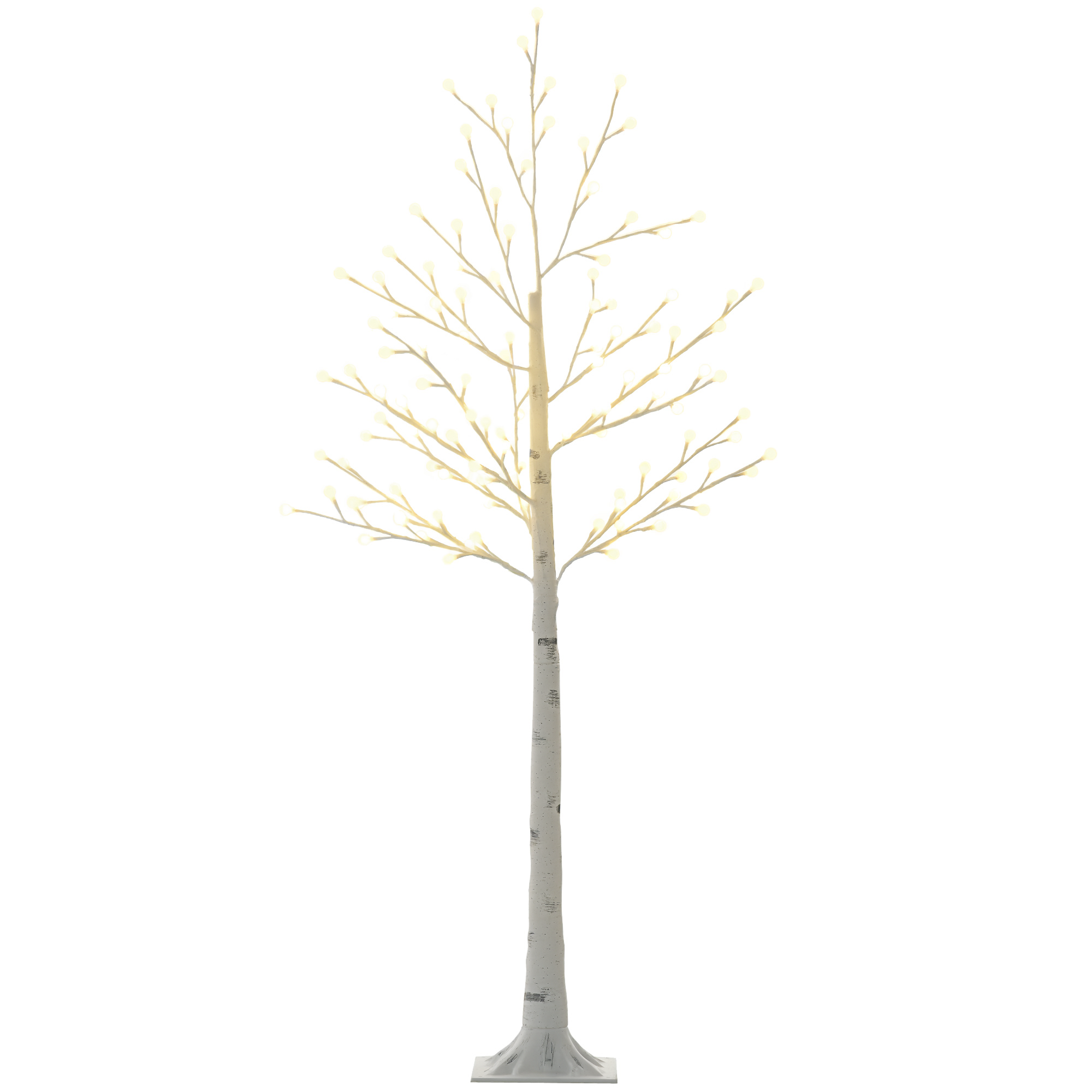 Künstlicher Weißer Baum Mit 120 Led-lichtern, Ip44 Wasserdicht, Helligkeit Einstellbar, Für Die Innendekoration, 20 X 20 X 150 Cm.