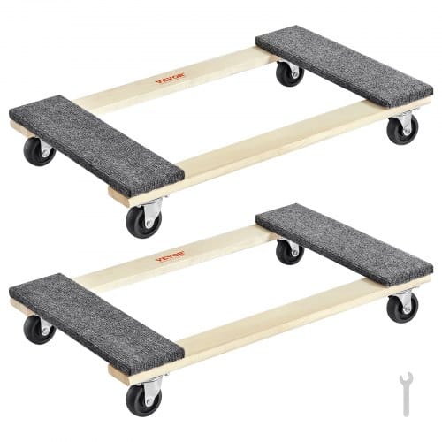 VEVOR Möbelwagen, Möbelwagen, 4 Räder, tragbare bewegliche Rollen, robust, ineinandergreifend, klein, flach, für schwere Möbel, 2 Stück, 40,6 x 27,9 cm, 227,8 kg Kapazität, schwarz
