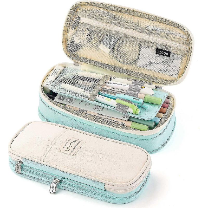Großes Federmäppchen Für Büro, Uni Oder Schule. Große Aufbewahrungstasche, Etui, Aufbewahrungsbox, Gelb, Orange, Türkis.