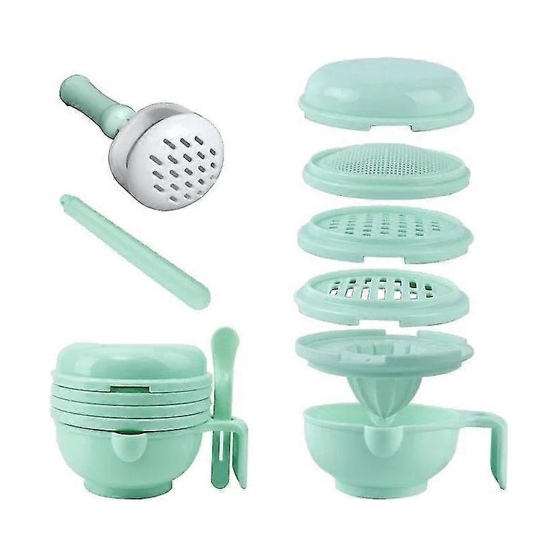 Babynahrungszerkleinerer, Pürierpresse, Tragbarer Küchenmixer, Servierschüssel, Gemüsepresse Und Obstpresse (babyprodukte, 1 Set, Grün)