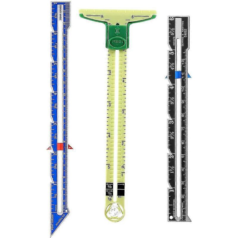Set Mit 3 Verschiebbaren Nähwerkzeugen, 5-in-1-nählehre, T-förmiges Verschiebbares Messlineal, Lineal Zum Quilten Und Stricken Für Anfänger
