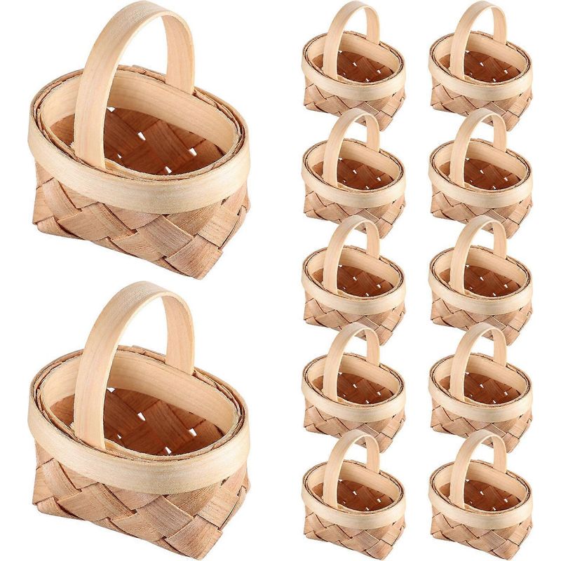 Cabilock Set Mit 12 Kleinen, Geflochtenen Holzkörben, Geschenkkörbe Für Süßigkeiten, Mini-aufbewahrungskörbe