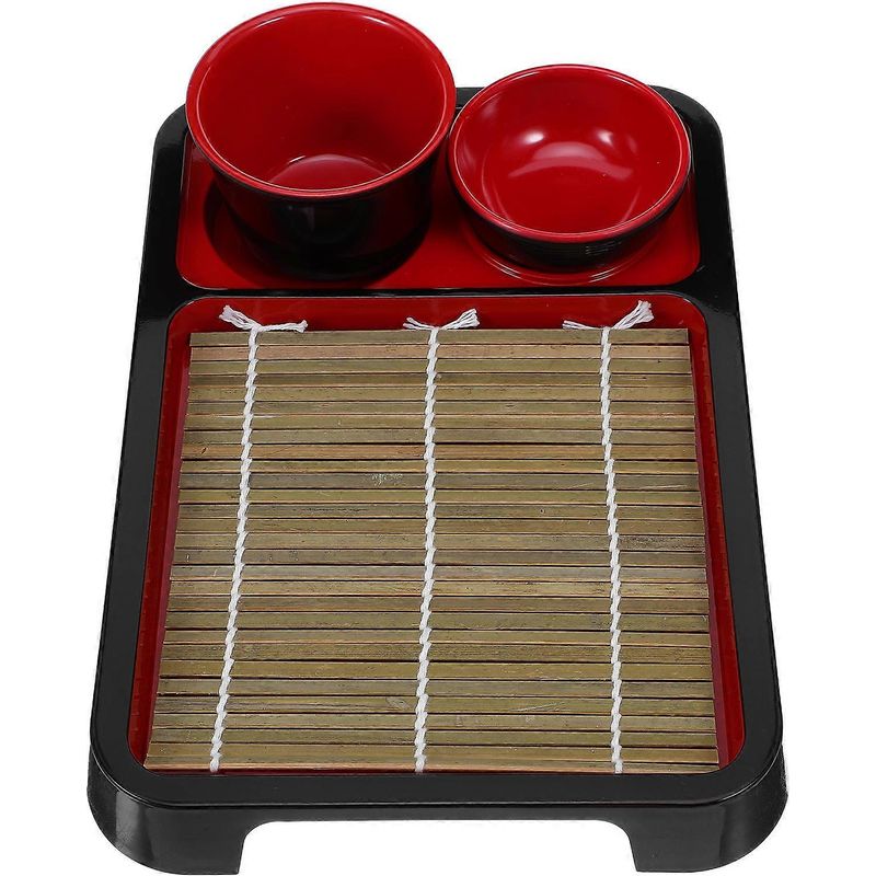 Rechteckiges Japanisches Tablett Für Kalte Soba-nudeln Mit Bambusmatte