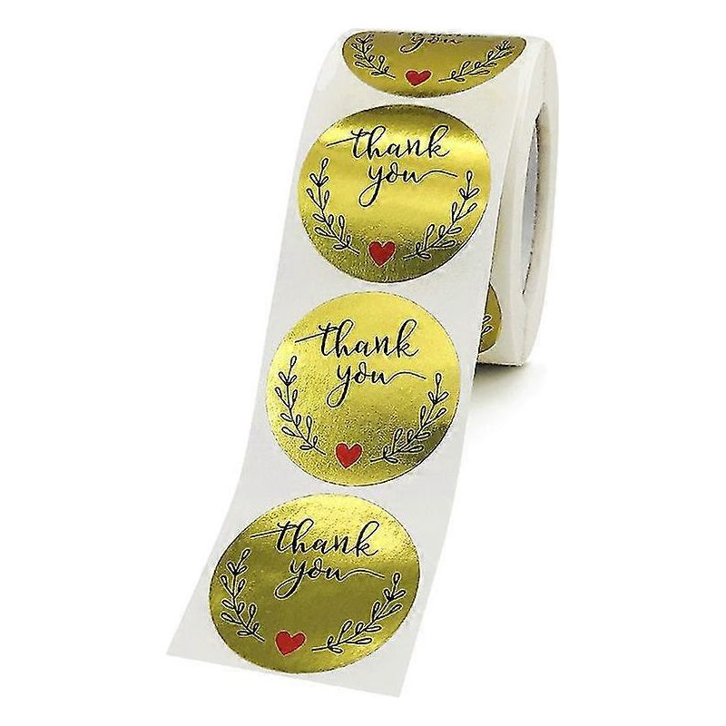 Rolle Mit 500 Goldenen Dankesaufklebern Aus Folie (1,5 Zoll) Für Grußkarten, Blumensträuße, Geschenkverpackungen, Etiketten Und Versandtüten.
