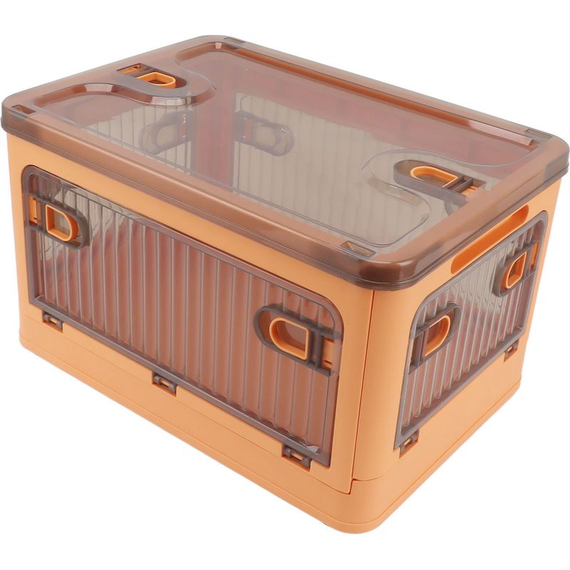Kleine, Zusammenklappbare Aufbewahrungsbox Aus Kunststoff, Stapelbar, Mit Deckel, Orange, Ideal Zur Organisation Ihrer Schränke.